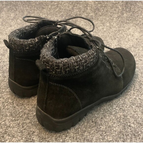Propet Boots Womens 6.5 Delaney Suede Ankle Bootie Lace Zip Black Hike Trail - Picture 2 of 5